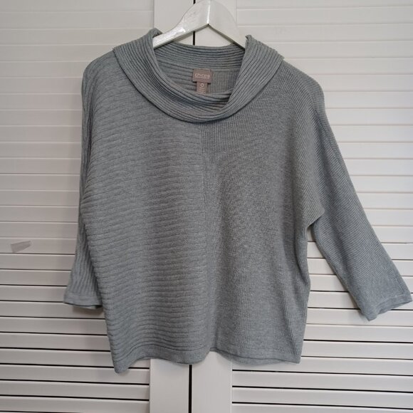 Chicos Top Gray Ribbed Knit Cowl Neck Pullover Sweater Womens Small Chicos 0 - Picture 5 of 8